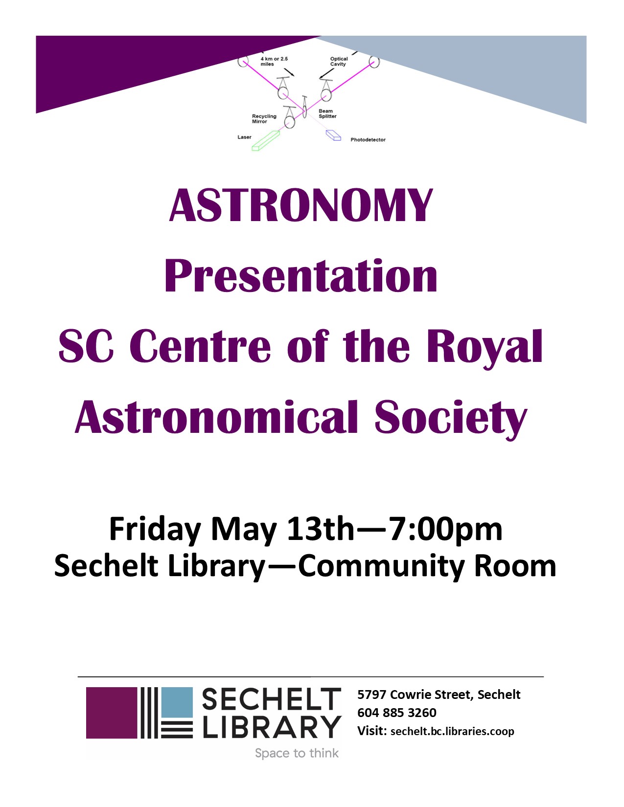 information about Astronomy Club Meeting on Friday May 13th at 7pm