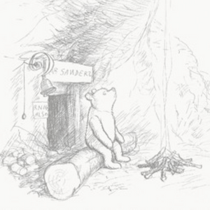 image of Winnie-the-Pooh beside a fire