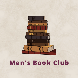 stack of books above the words Men's Book Club